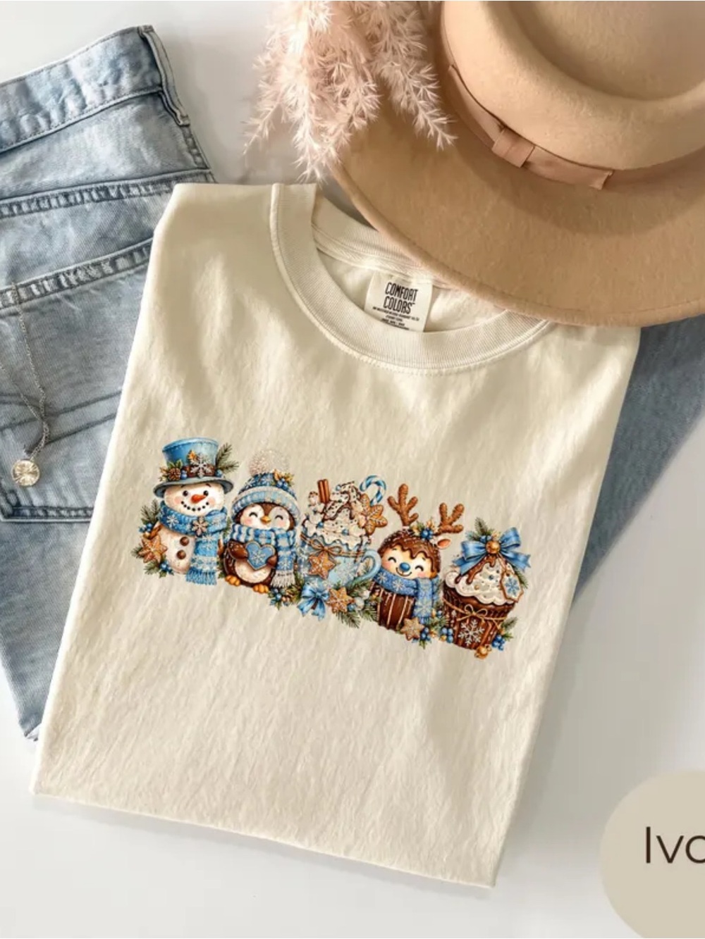 Comfort Colors Ivory Holiday Characters Graphic Tee